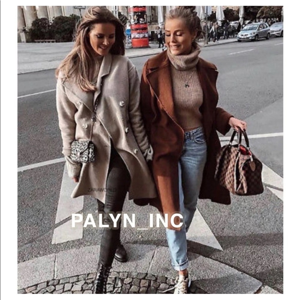 ❤️ZARA SAND DOUBLE-BREASTED WOOL COAT 4070/224